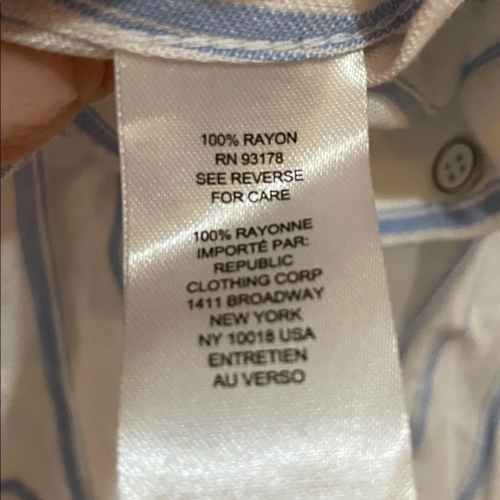 Workshop Republic Clothing XL Blue/White Striped Button Down sleeveless Shirt - Picture 4 of 5